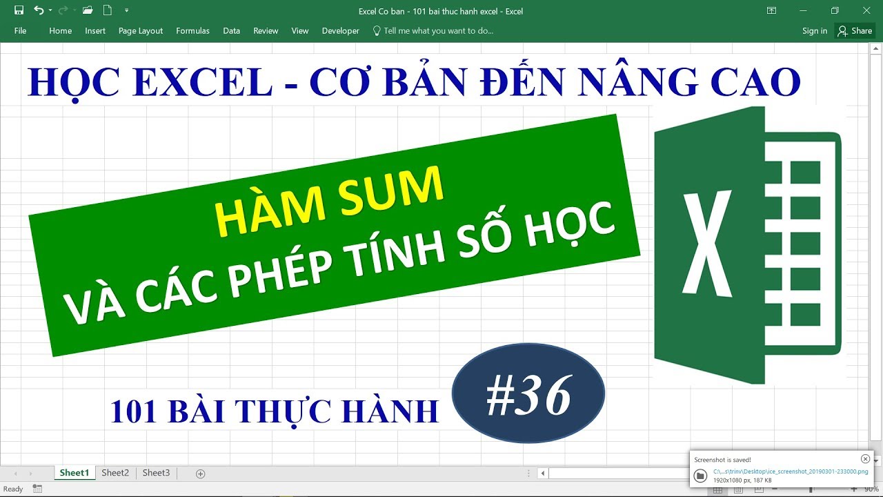 Học Excel từ cơ bản đến nâng cao - Bài 36 hàm Sum và các phép tính số học