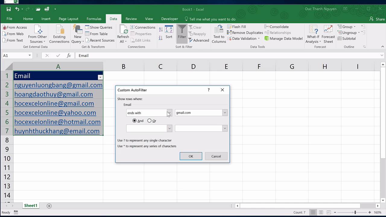 Học Excel Cơ Bản | 105 Hướng dẫn sử dụng custom filter để lọc email