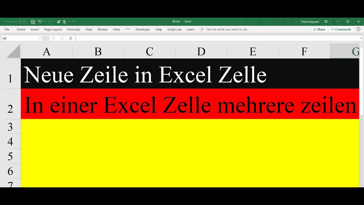 Neue Zeile In Excel Zelle Windows Mit ALT Eingabetaste ALT Enter 