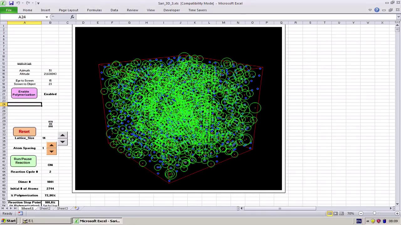 Polymerization model in Excel