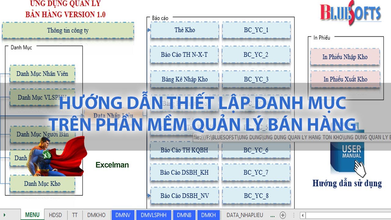 Hướng dẫn thiết lập hệ thống danh mục trên phần mềm quản lý bán hàng trên Excel